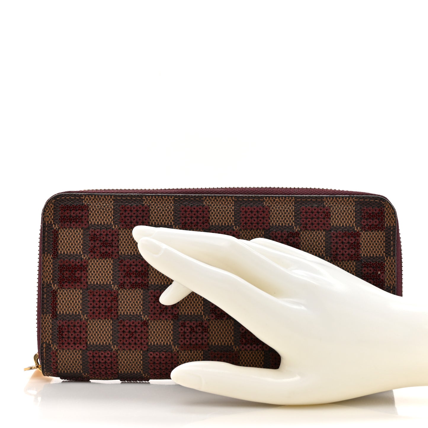 Damier Paillettes Zippy Wallet Red