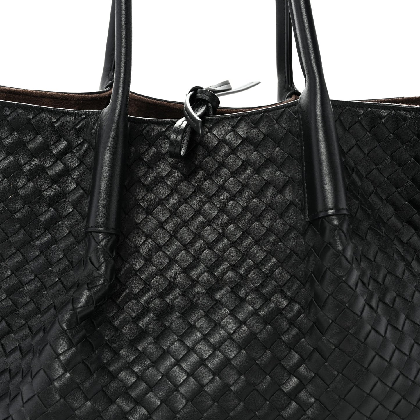 Calfskin Intrecciato Pinacoteca Reversible Tote Black Fondant