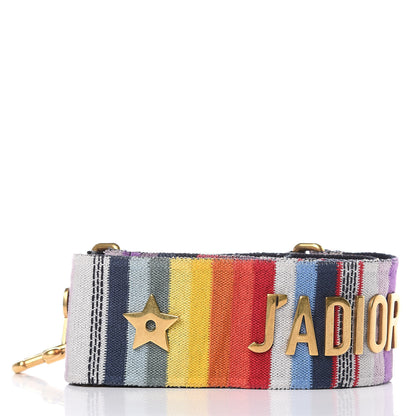Christian Dior Canvas Embroidered Studded Rainbow J’Adior Shoulder Strap 2 of 5