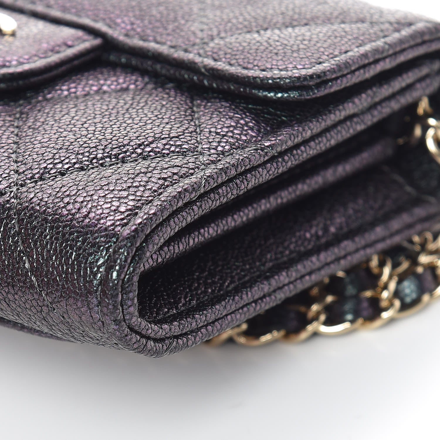 Chanel Iridescent Caviar Quilted Flap Card Holder On Chain Black 10 of 12