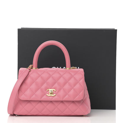 Chanel Caviar Lizard Embossed Quilted Mini Coco Handle Flap Pink 11 of 11