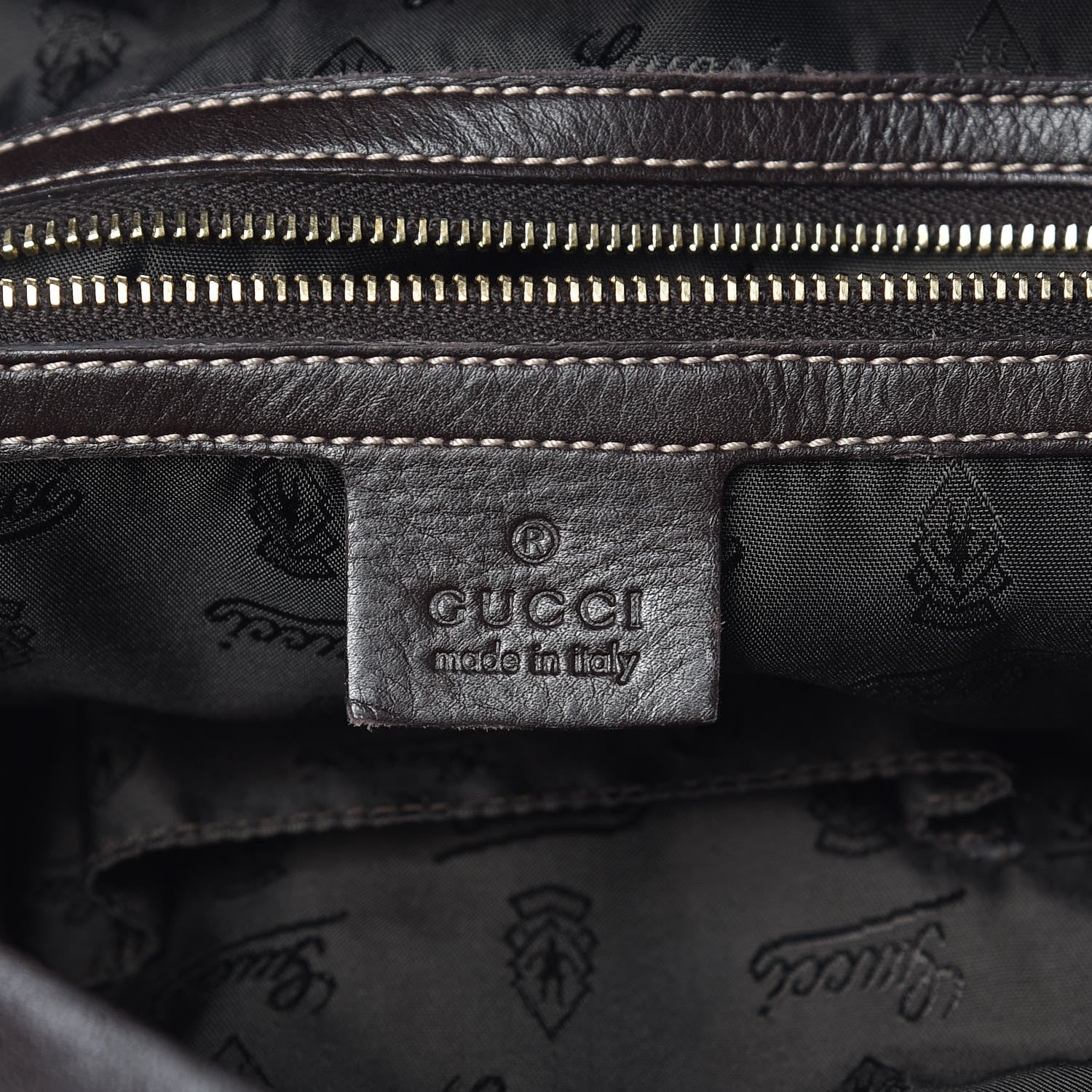 Gucci Crystal Monogram Medium Hysteria Tote Dark Brown 6 of 12