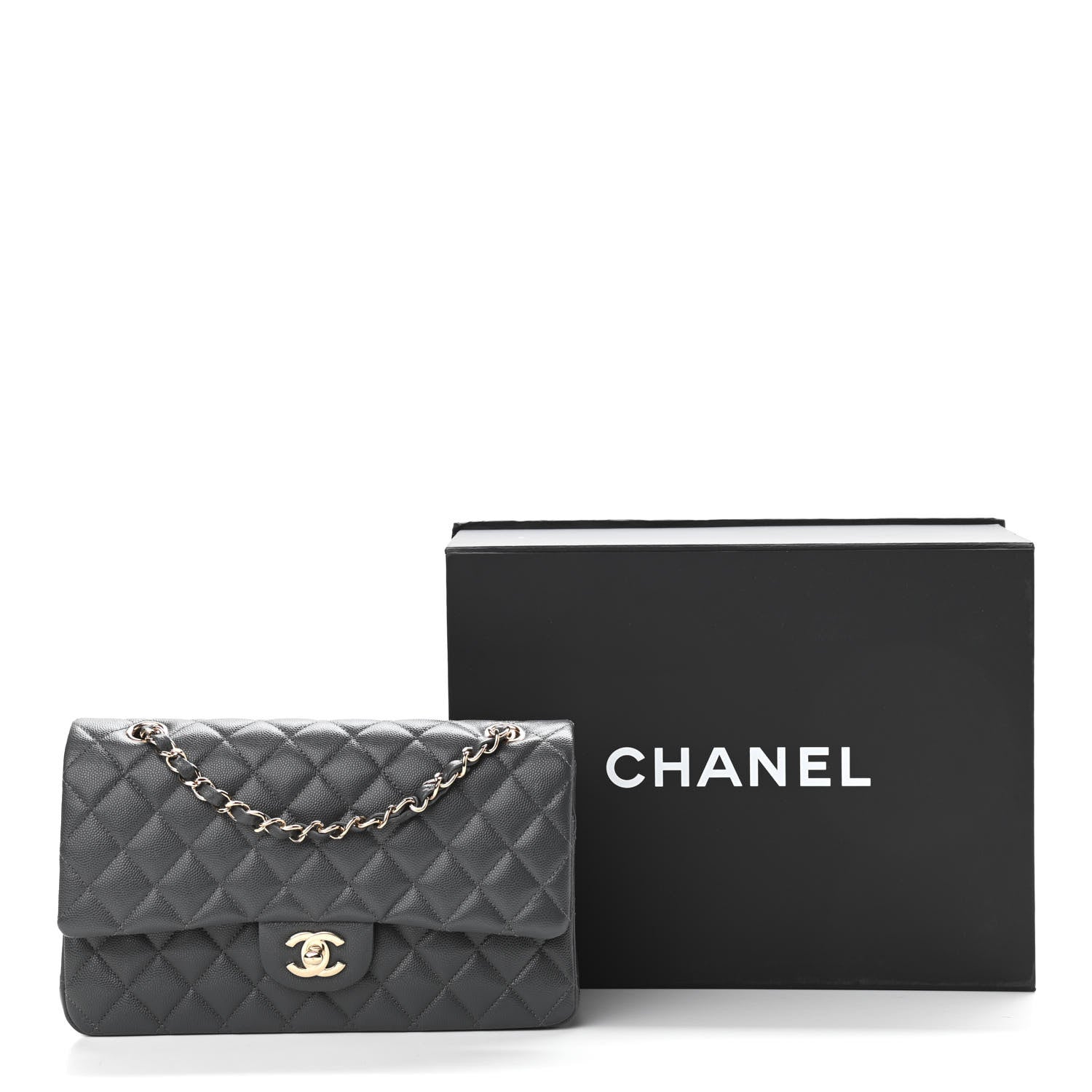 Chanel Caviar Quilted Medium Double Flap Dark Grey 10 of 10