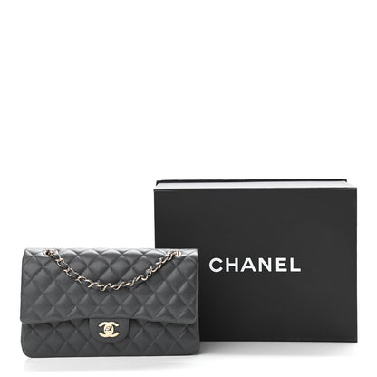 Chanel Caviar Quilted Medium Double Flap Dark Grey 10 of 10