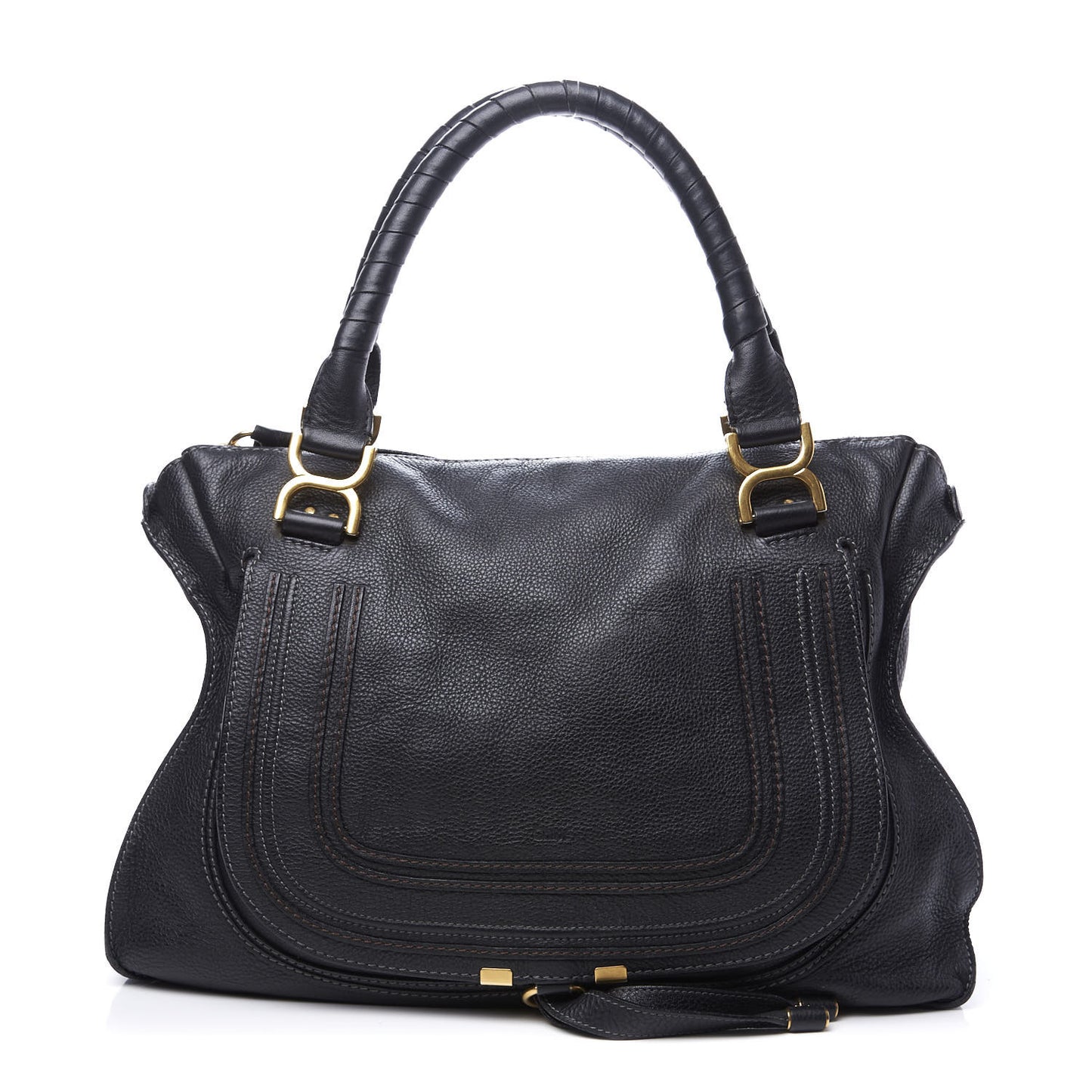 Calfskin Large Marcie Satchel Black