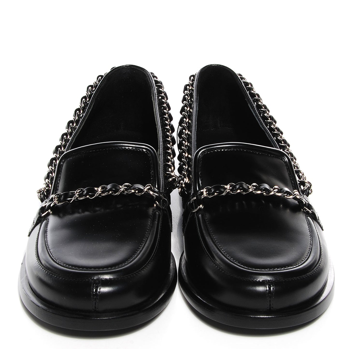 Leather Chain Loafers 36.5 Black
