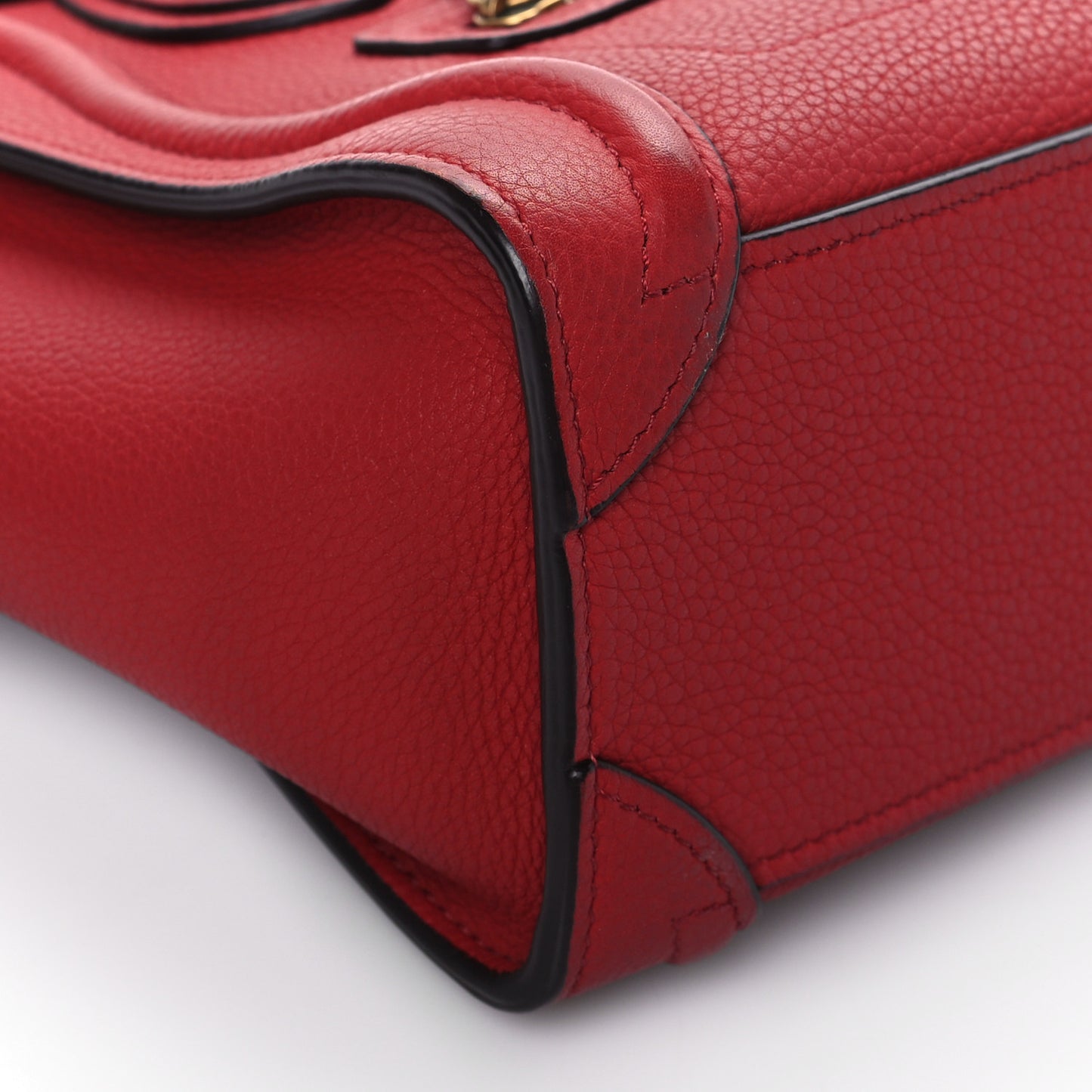 Drummed Calfskin Nano Luggage Red