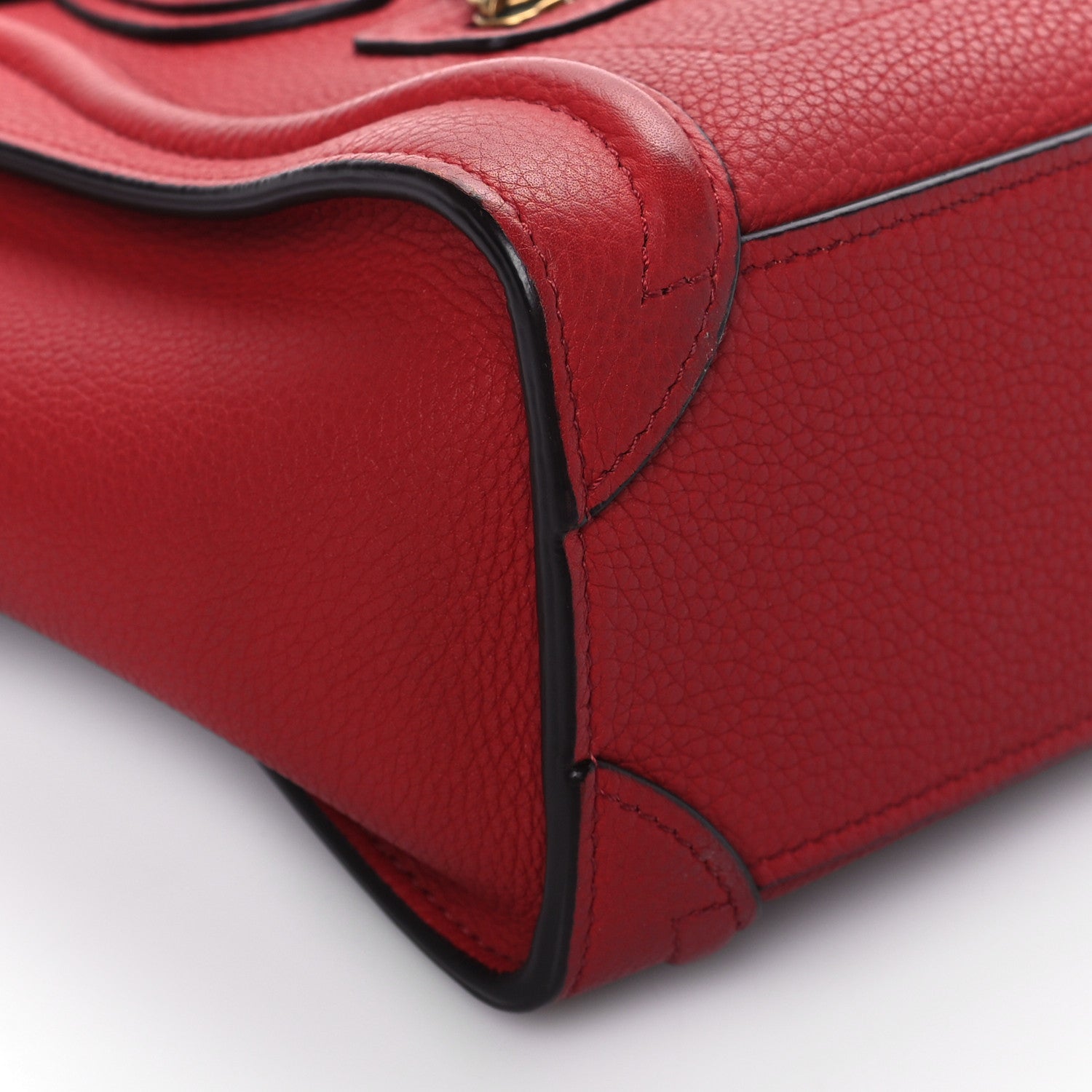 Celine Drummed Calfskin Nano Luggage Red 8 of 10