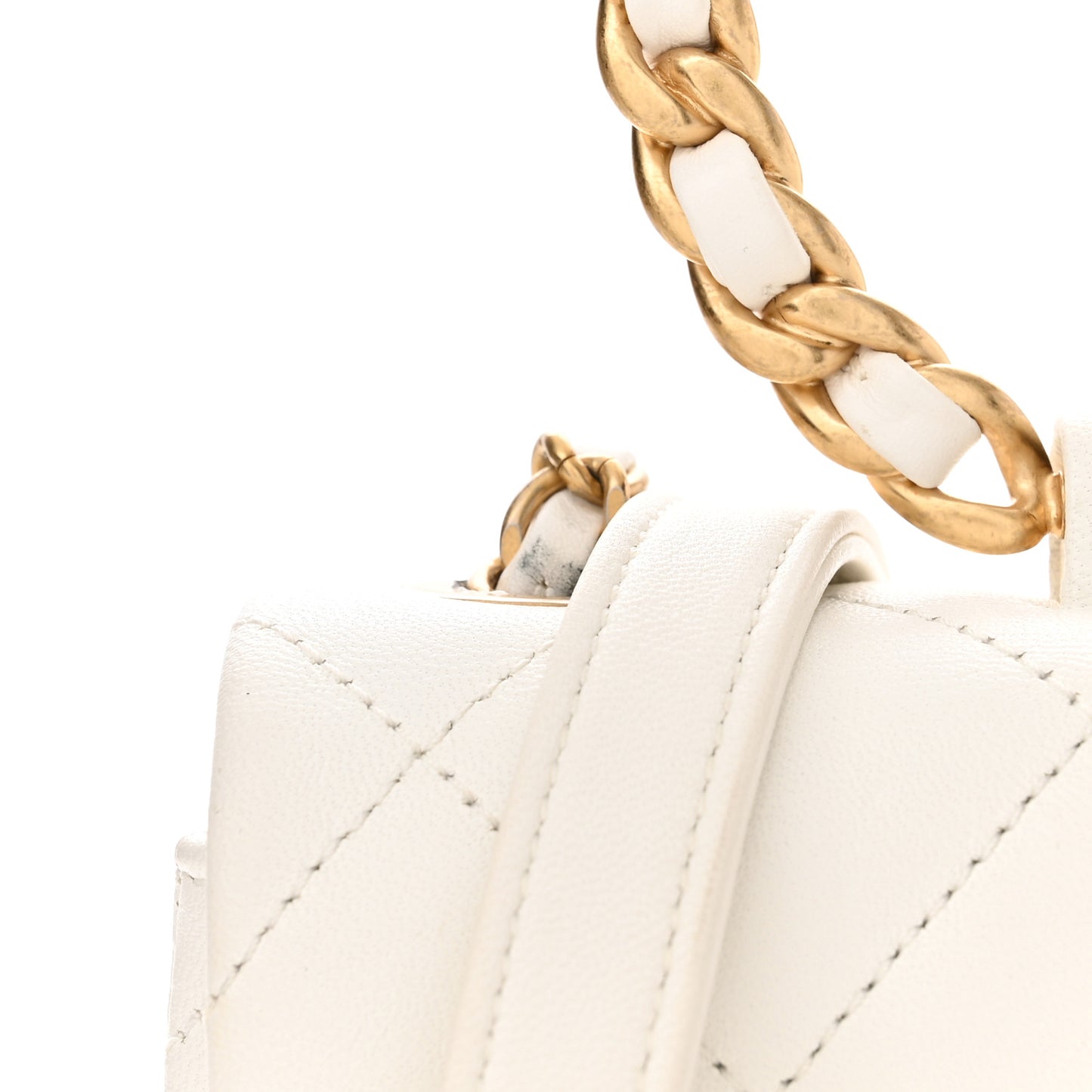 Lambskin Quilted Small In The Loop Handle Flap Bag White