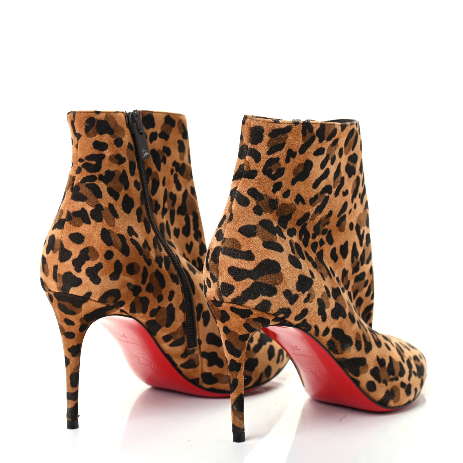 Christian Louboutin Veau Velours Leopard Print Eloise Booty 85 Ankle Boots 37 Caramel 4 of 7