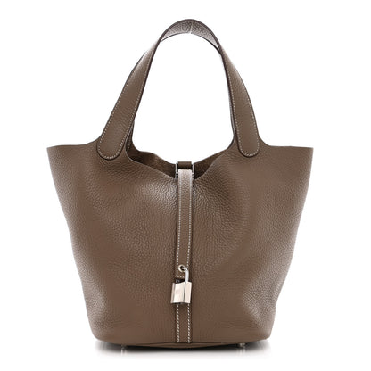 Hermes Taurillon Clemence Picotin Lock 22 MM Etoupe 1 of 10