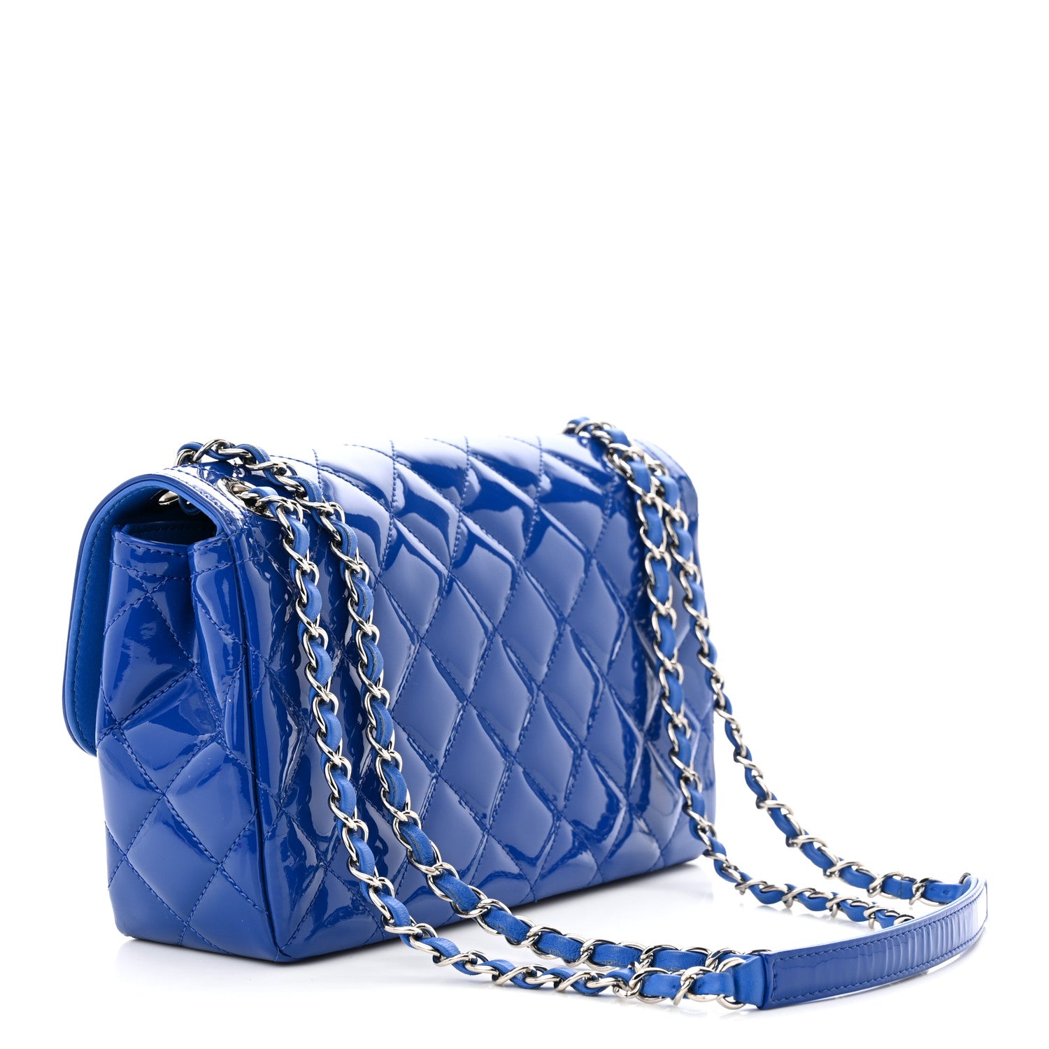Chanel Patent Quilted Large Coco Shine Flap Blue 3 of 11