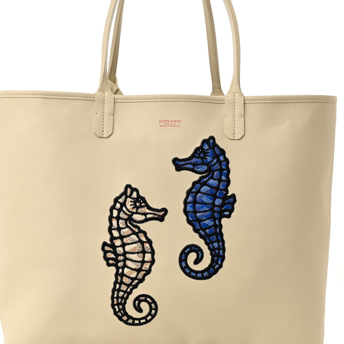Goyardine Embroidered Seahorse Reversible Anjou PM Sand