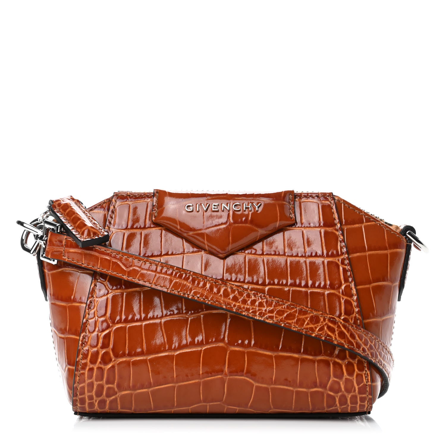 Givenchy Calfskin Crocodile Embossed Nano Antigona Tan 1 of 4