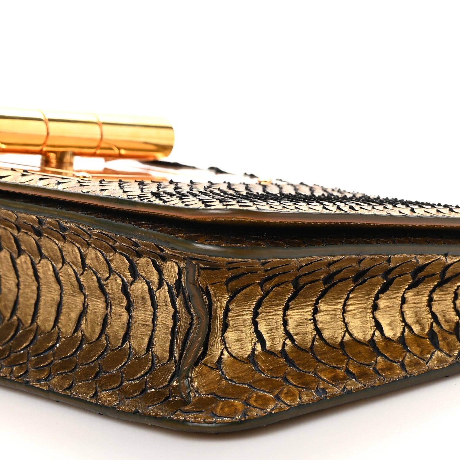 Tom Ford Metallic Snakeskin Natalia East-West Shoulder Bag Gold 9 of 9