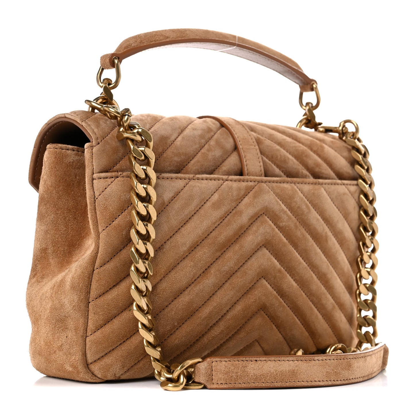 Suede Matelasse Chevron Monogram Medium College Bag Cinnamon