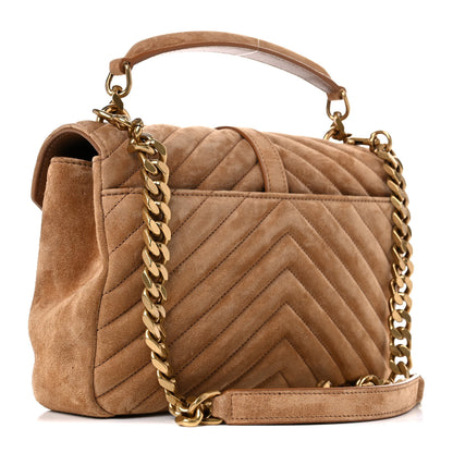 Saint Laurent Suede Matelasse Chevron Monogram Medium College Bag Cinnamon 3 of 11