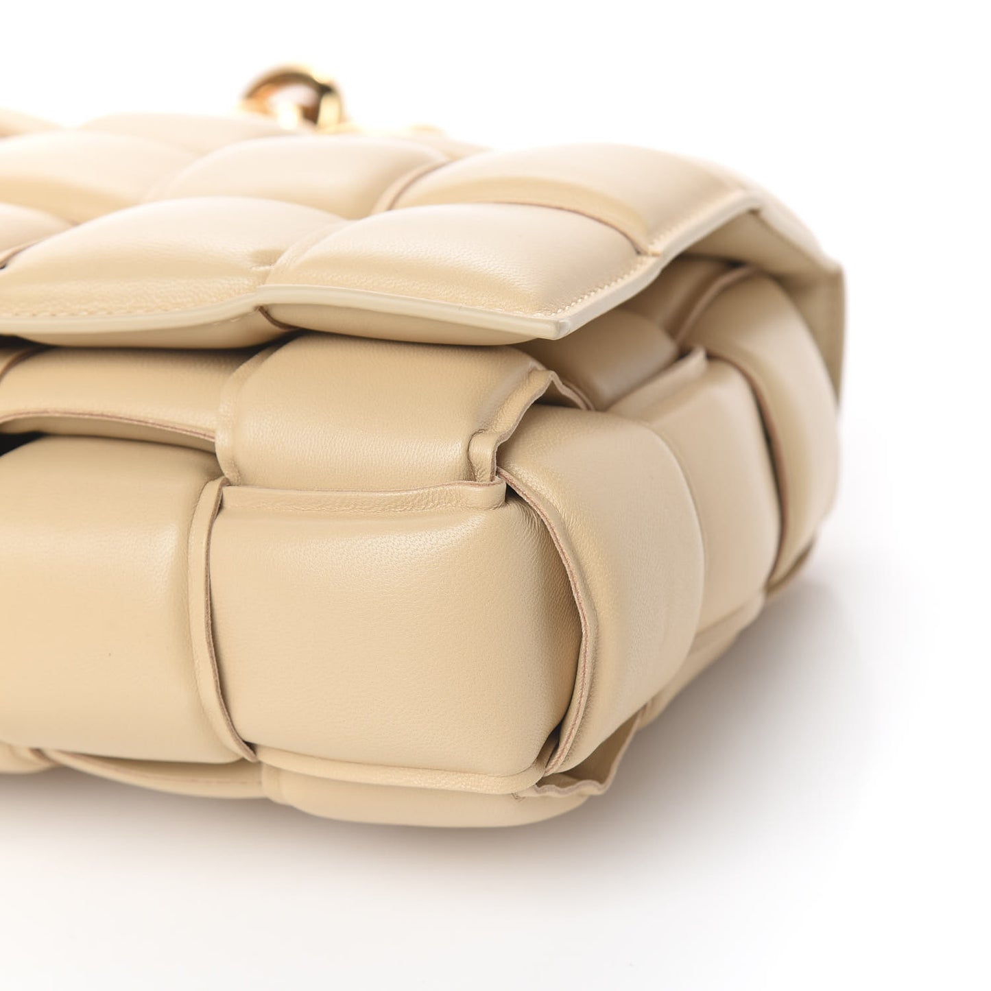 Lambskin Maxi Intreccio Padded Chain Cassette Crossbody Bag Porridge