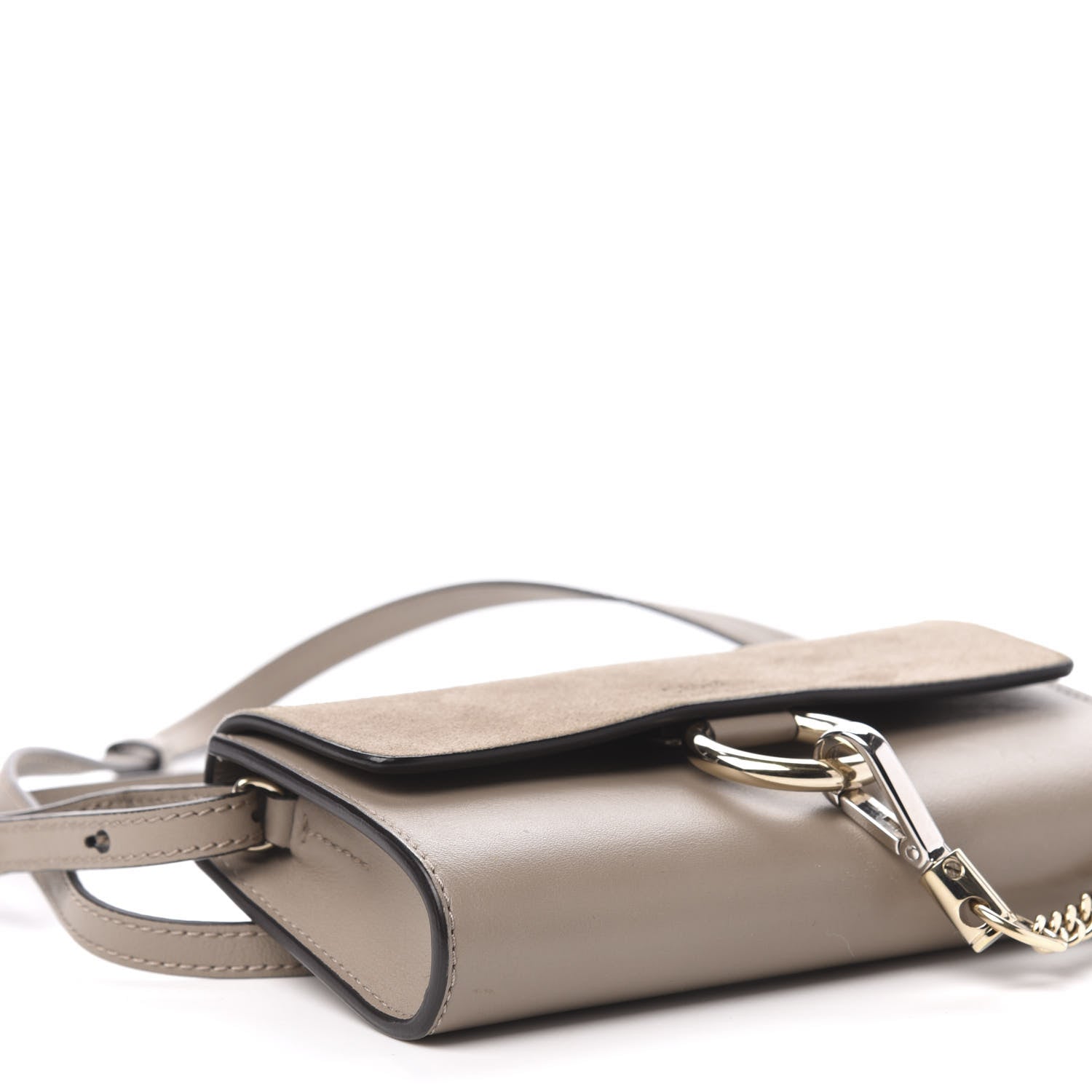 Chloe Suede Calfskin Mini Faye Shoulder Bag Motty Grey 6 of 10
