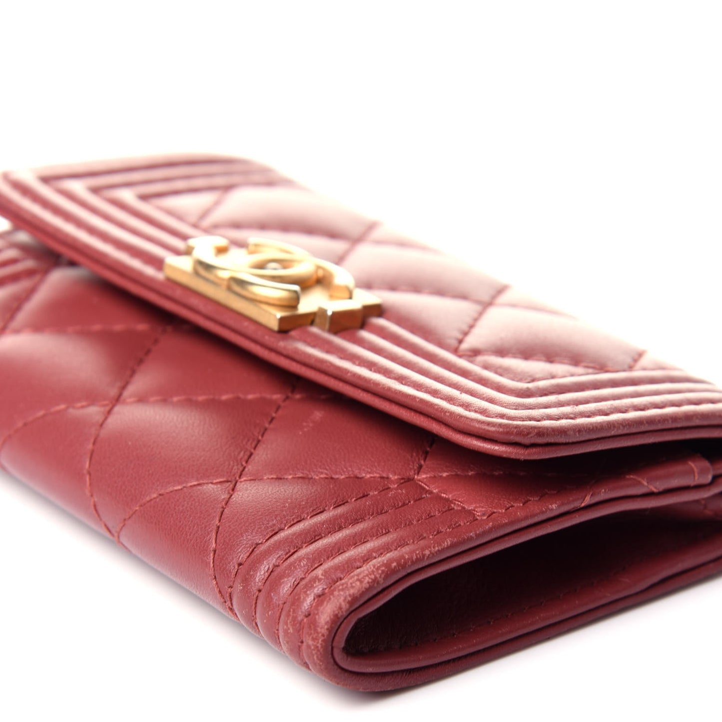Lambskin Quilted Boy Card Holder Wallet Pink