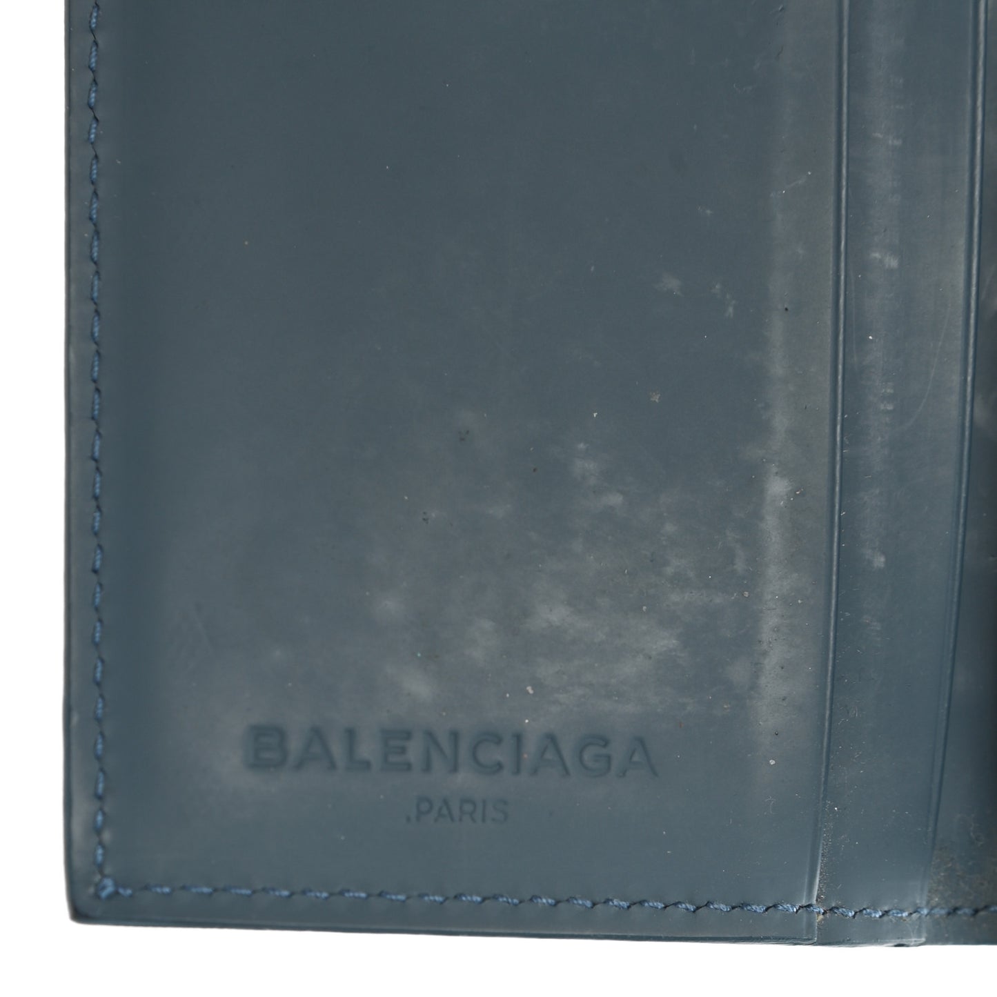 Calfskin Grid Embossed Passport Cover Bleu Glacier