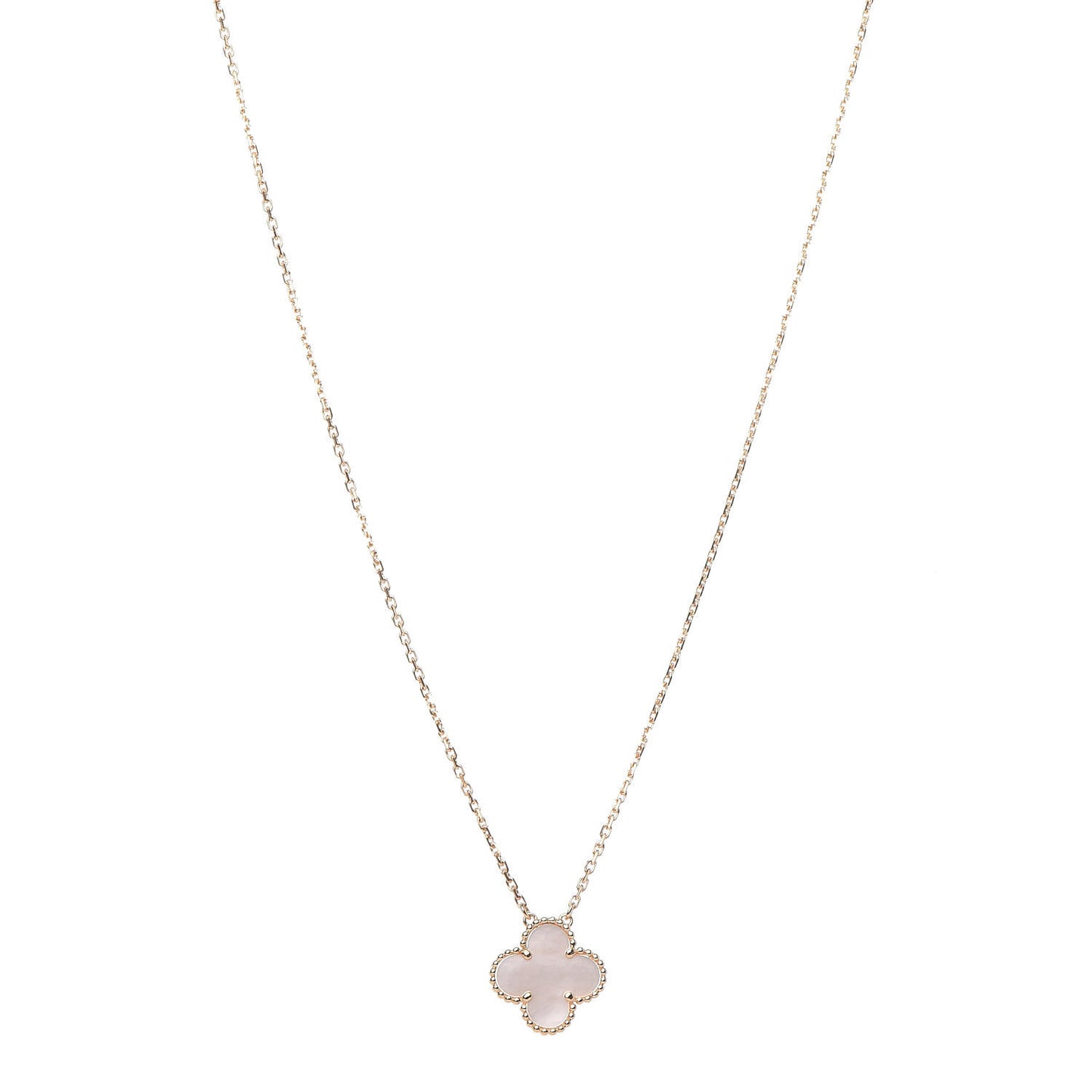18K Yellow Gold Mother of Pearl Vintage Alhambra Pendant Necklace