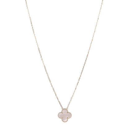Van Cleef & Arpels 18K Yellow Gold Mother of Pearl Vintage Alhambra Pendant Necklace 1 of 8