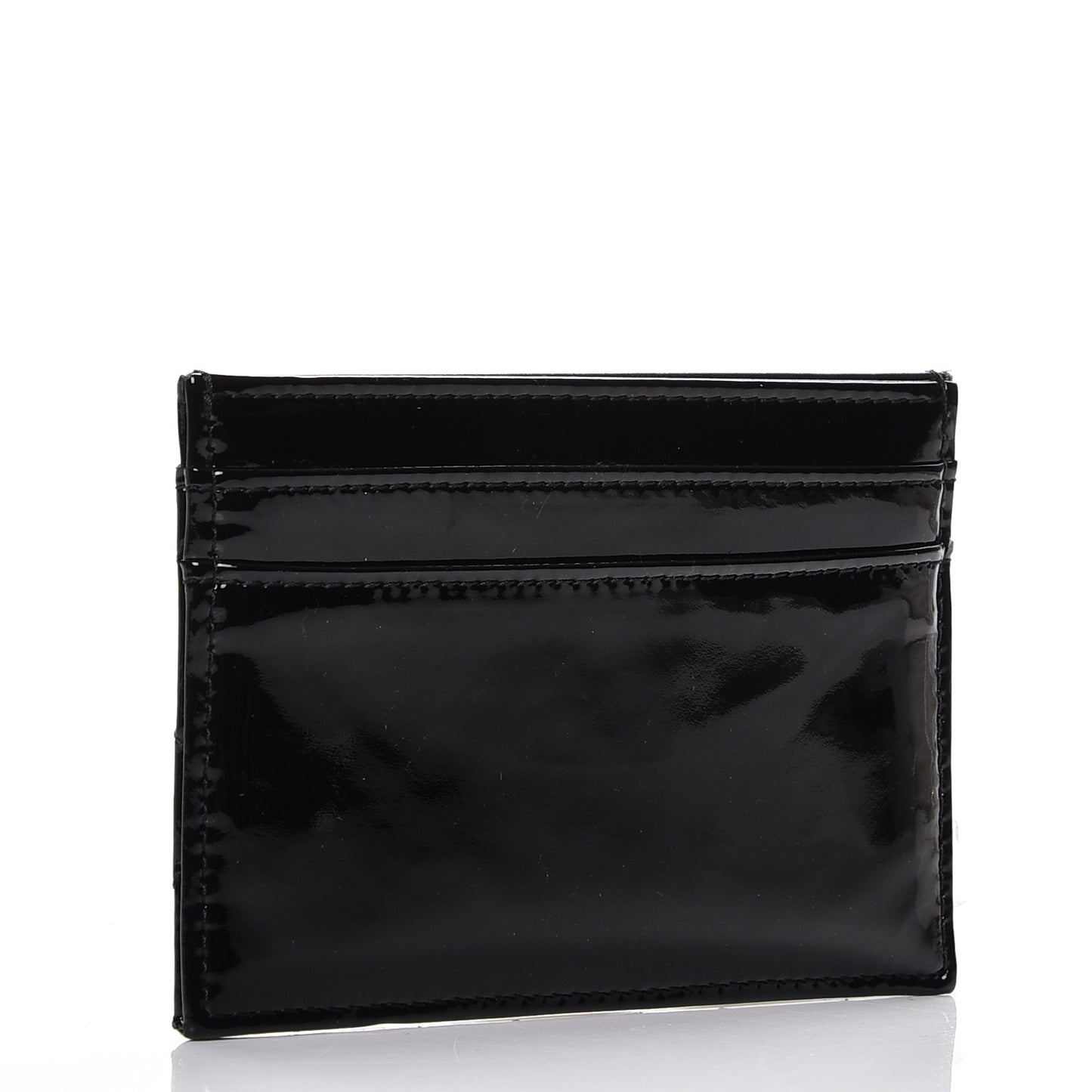 Patent Quilted Brilliant Card Holder Black