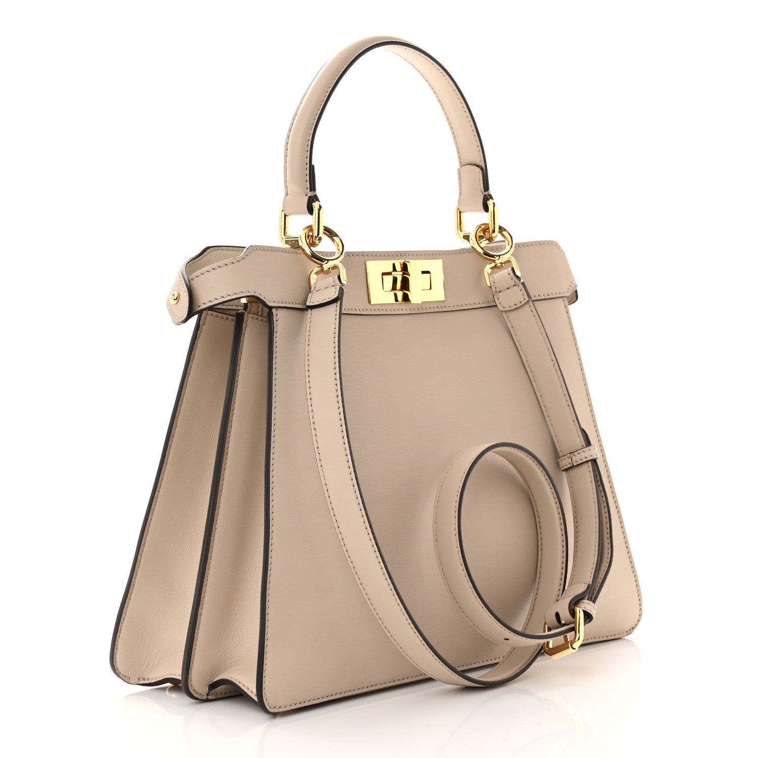 Fendi Vitello Seta Canvas FF Embroidered Medium Peekaboo I SEE U Satchel Nuvola Grezzo White 3 of 12