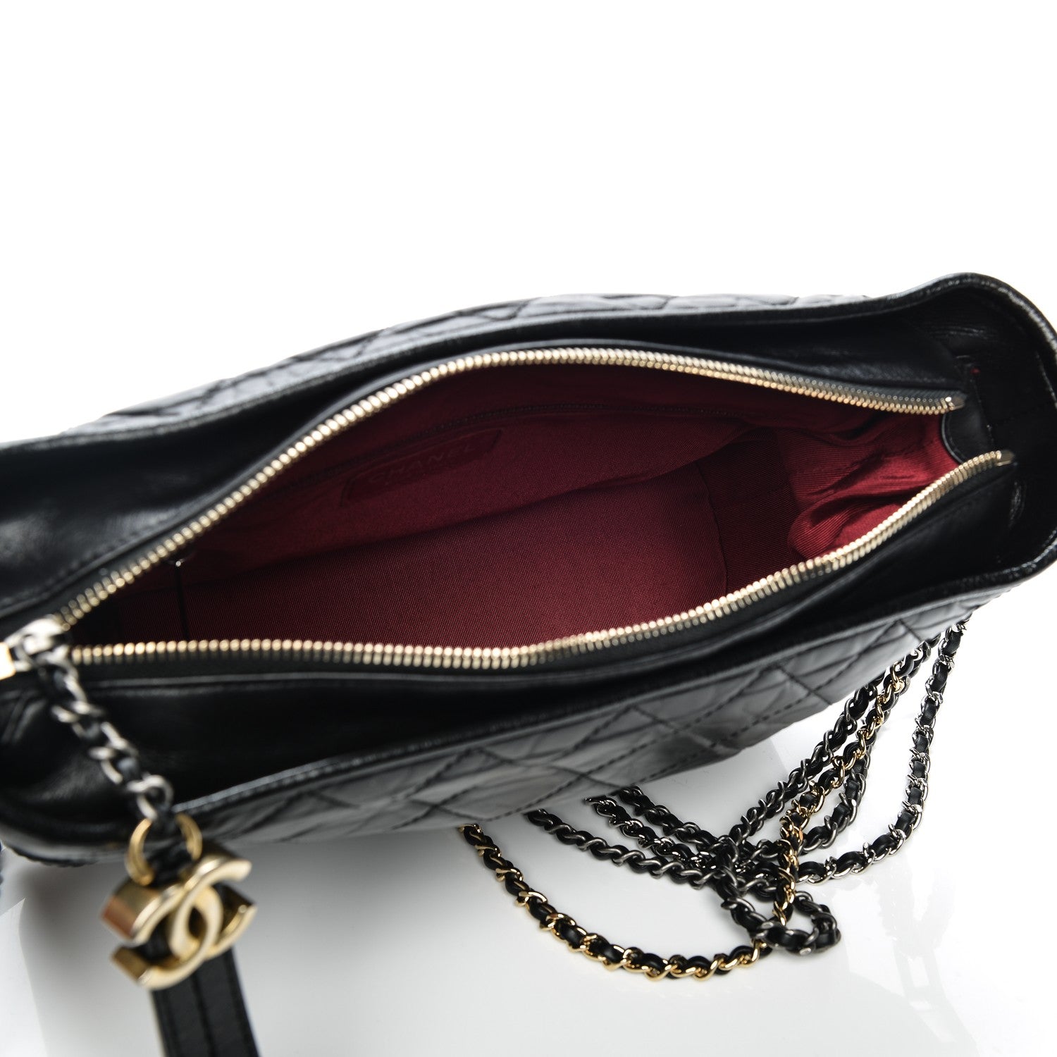 Chanel Aged Calfskin Quilted Medium Gabrielle Hobo Black 5 of 8