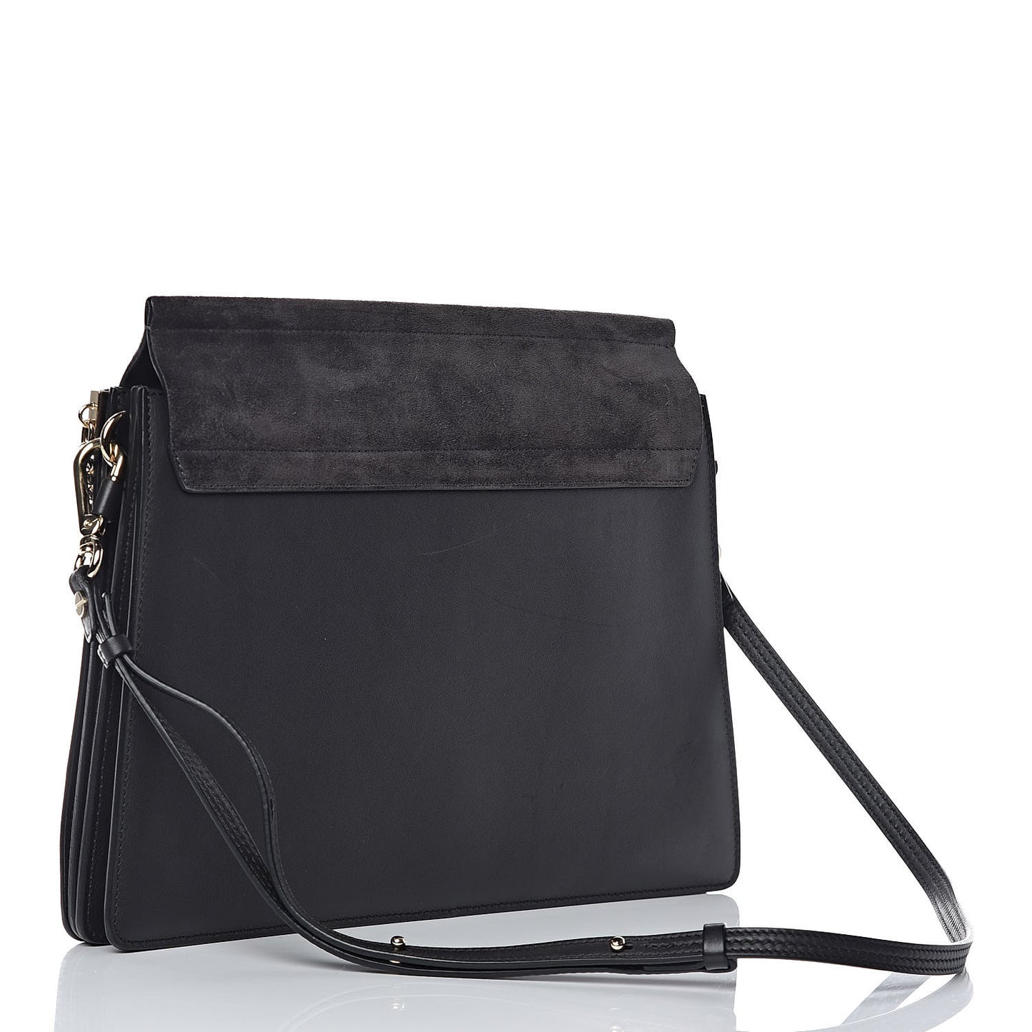 Suede Calfskin Medium Faye Shoulder Bag Carbon Grey