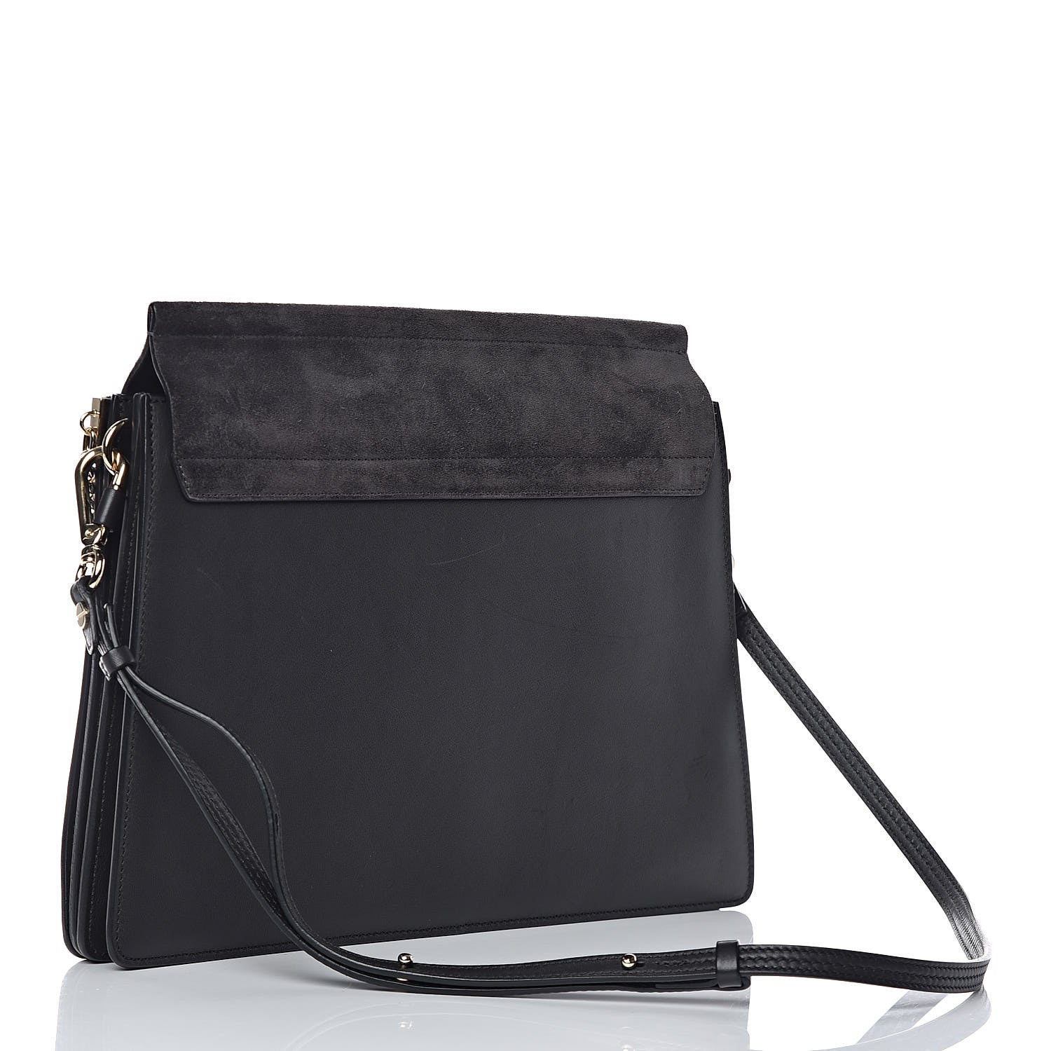 Chloe Suede Calfskin Medium Faye Shoulder Bag Carbon Grey 3 of 12