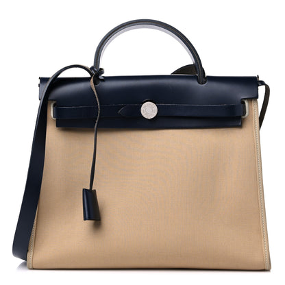 Hermes Vache Hunter Toile Herbag Zip 31 PM Trench Bleu Indigo 3 of 17