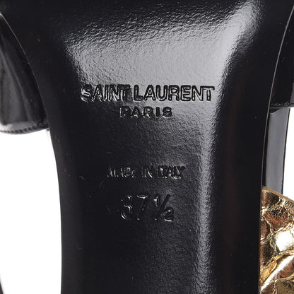 Saint Laurent Patent Snakeskin Edie 110 Pumps 37.5 Black 6 of 9