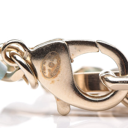 Chanel Metal Iridescent Lambskin Lock Bracelet Gold Light Blue 4 of 7