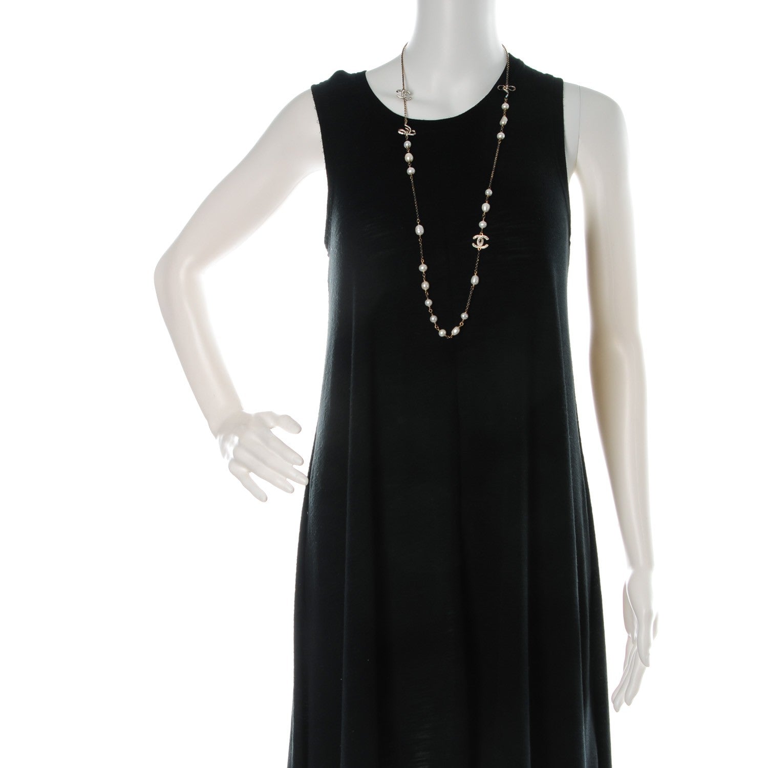 Chanel Crystal Pearl CC Bow Long Necklace Light Gold 2 of 7