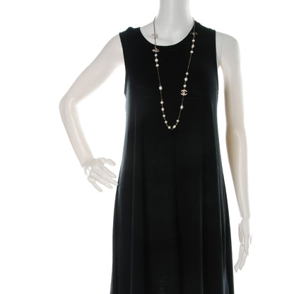 Chanel Crystal Pearl CC Bow Long Necklace Light Gold 2 of 7