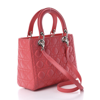 Christian Dior Lambskin Cannage Medium Lady Dior Coral 3 of 13
