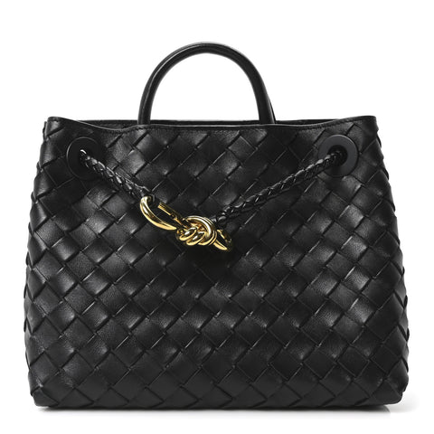 Nappa Intrecciato Small Andiamo Shoulder Bag Black