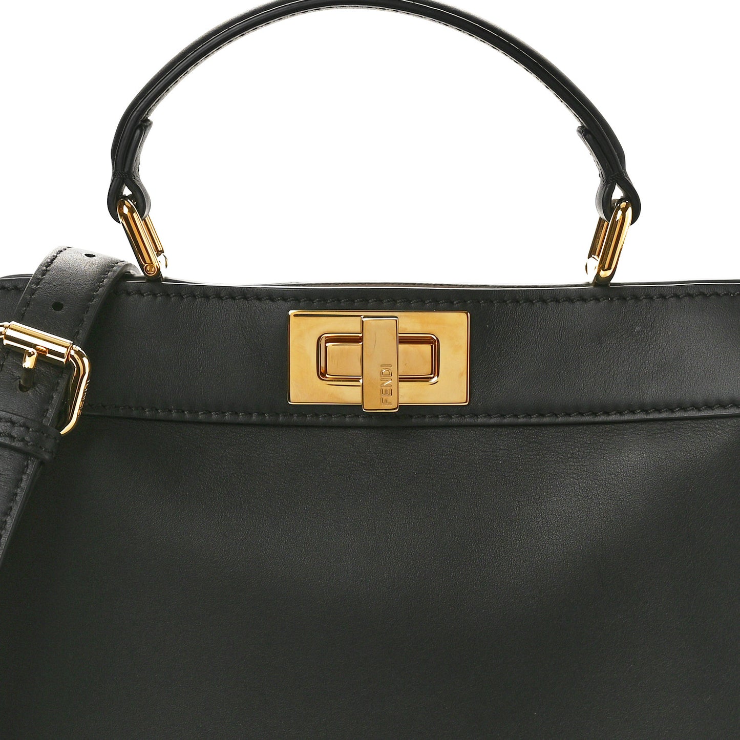 Vitello Seta Nappa Bi-Color Small Peekaboo I SEE U Satchel Black Light Rose Tortora