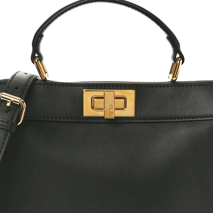 Fendi Vitello Seta Nappa Bi-Color Small Peekaboo I SEE U Satchel Black Light Rose Tortora 7 of 9