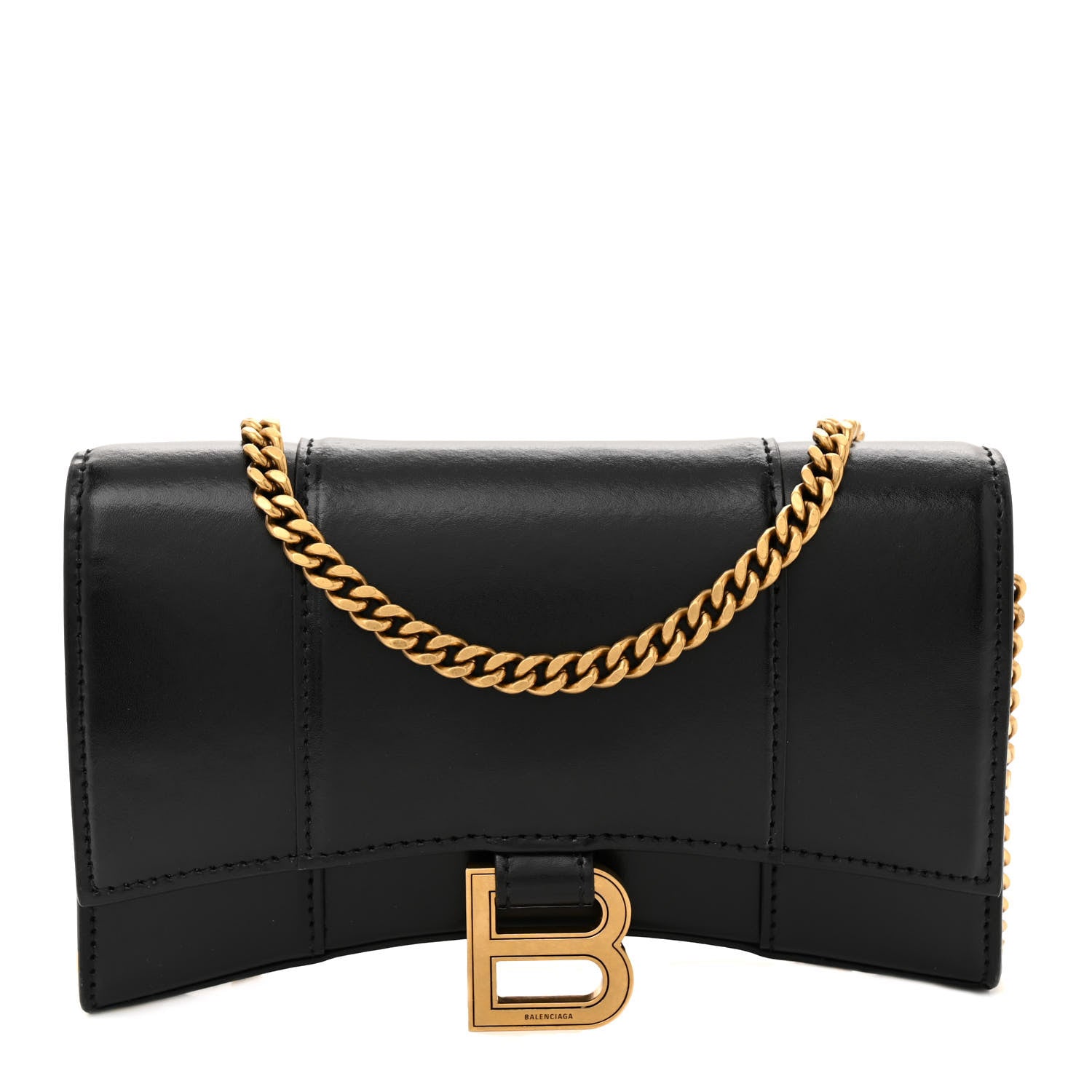 Balenciaga Shiny Box Calfskin Hourglass Chain Bag Black 1 of 12