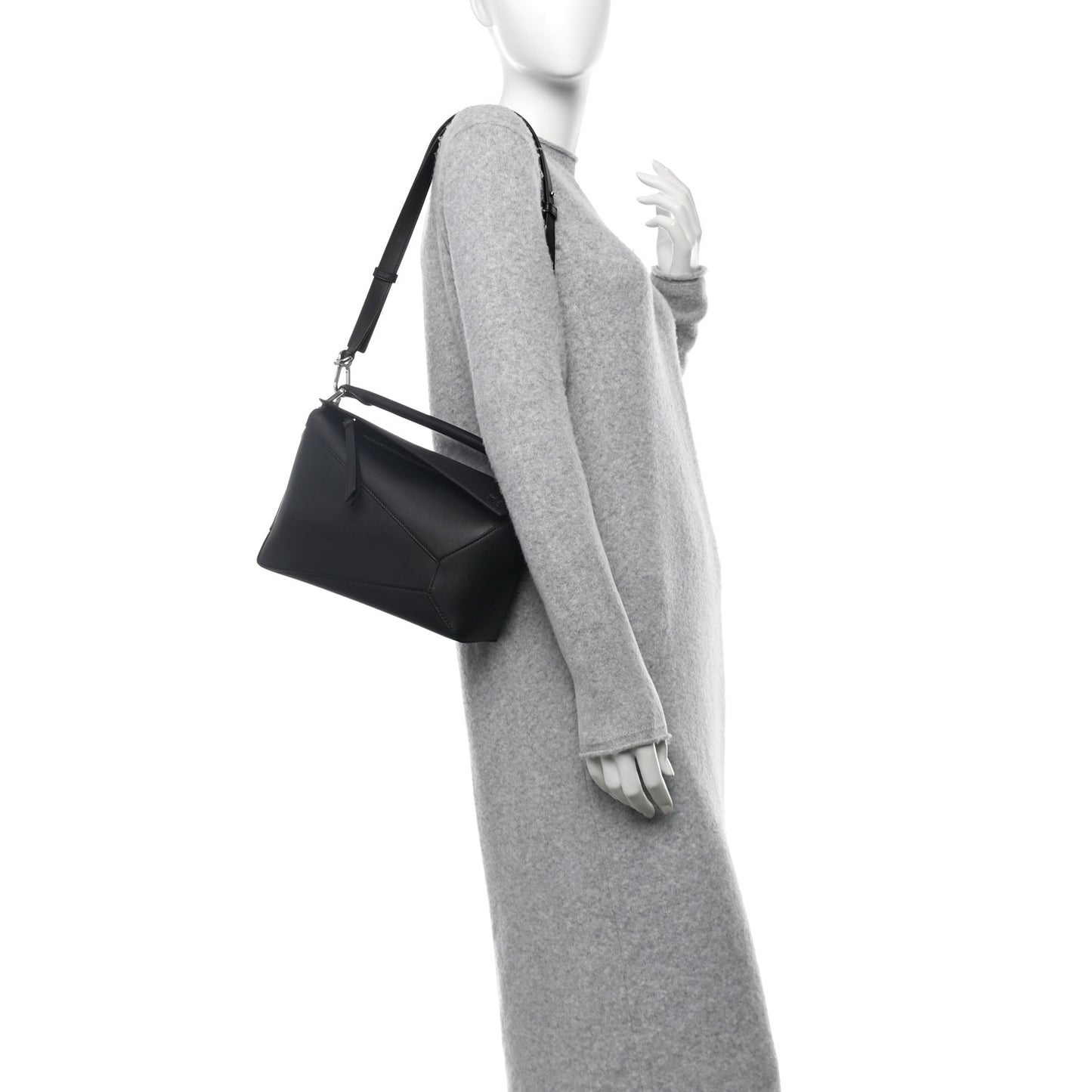 Calfskin Small Puzzle Edge Bag Black