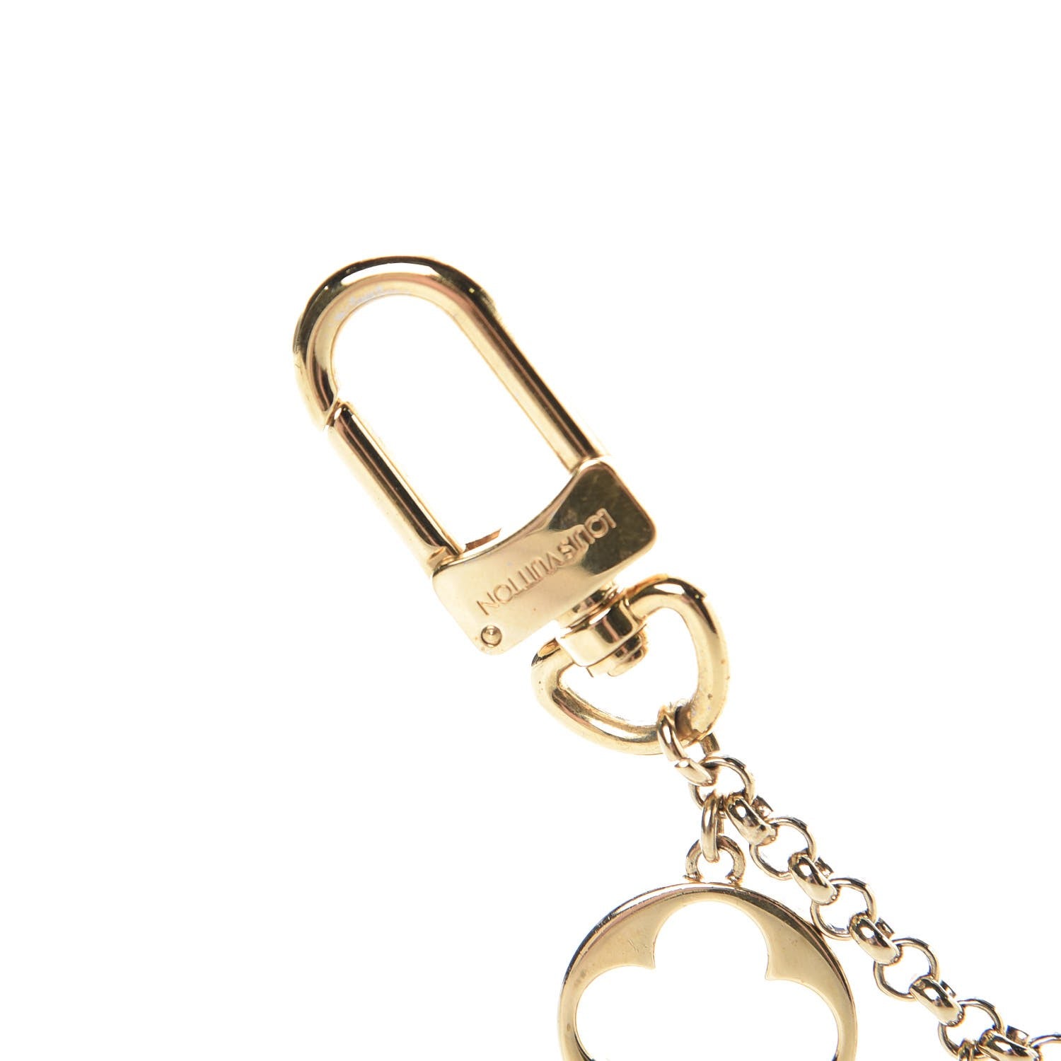 Louis Vuitton Brass Enamel Fleur De Monogram Bag Charm Chain Gold 4 of 6