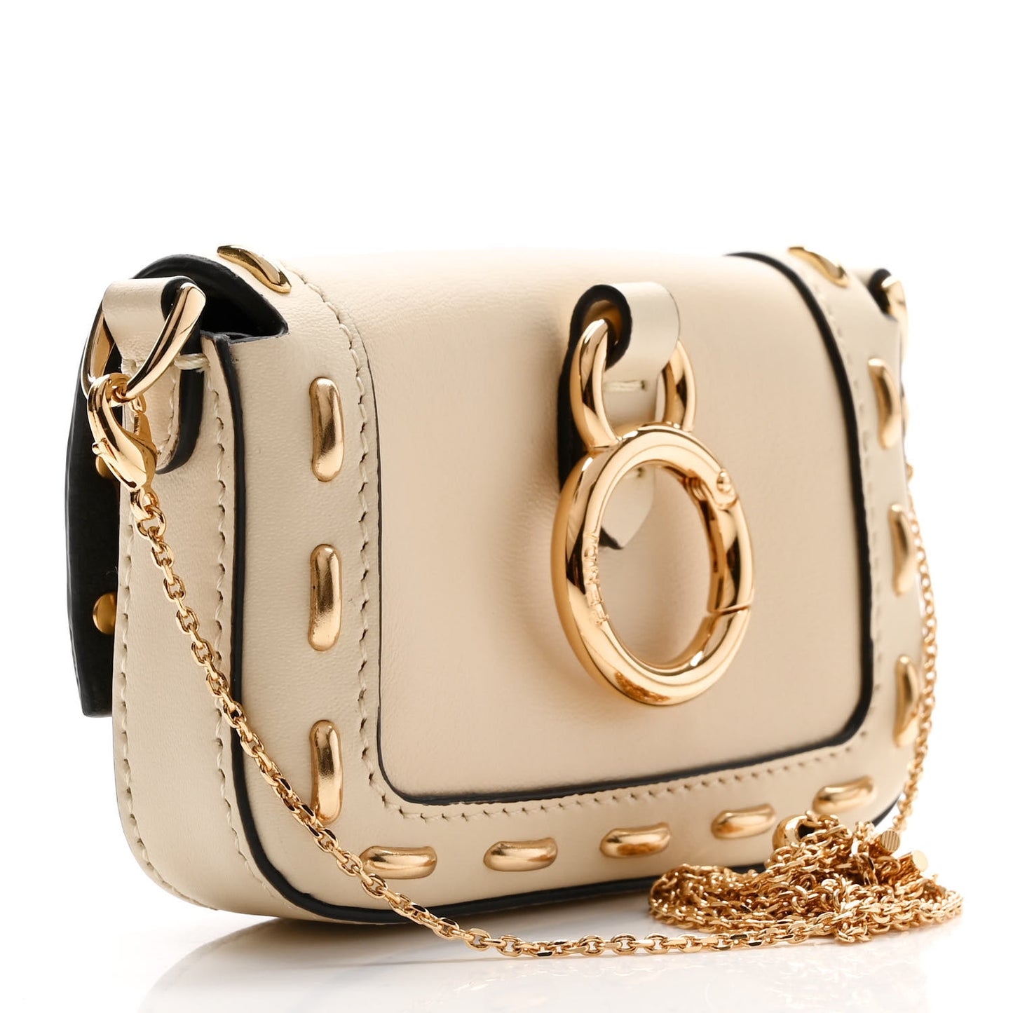 Nappa Vitello King Metal Stitch Nano Maxi Buckle Baguette Charm Pergamena