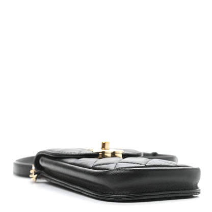 Chanel Lambskin Quilted Phone Clutch With Chain Black 4 of 10