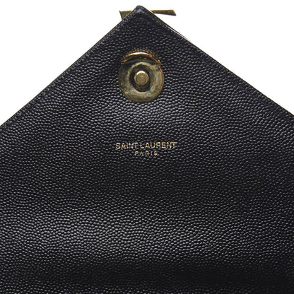 Saint Laurent Grain De Poudre Matelasse Chevron Large Monogram Satchel Black 6 of 12