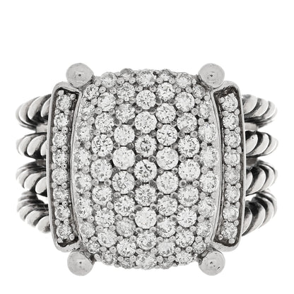 David Yurman Sterling Silver Diamond 16mm Wheaton Ring 54 7 1 of 4