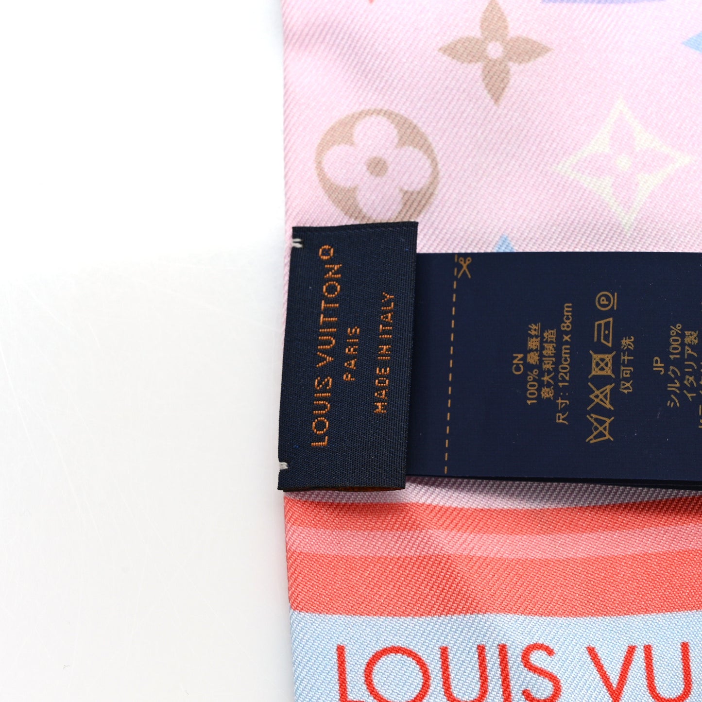 Silk Monogram Skyline Bandeau Rose Clair
