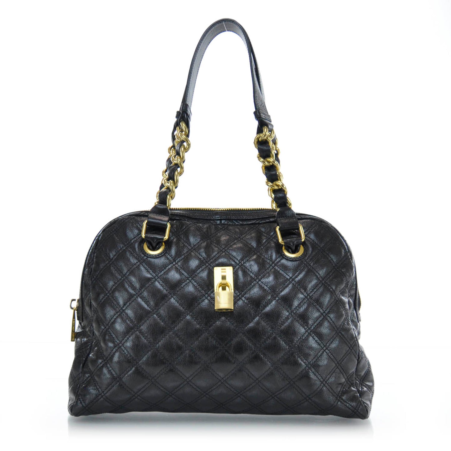 Leather Quilted Karlie Satchel Black